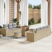 vidaXL Trädgårdsoffset 10 pcs Beige konstrotting