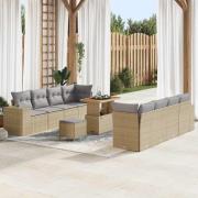 vidaXL Trädgårdsoffset 11 pcs Beige konstrotting