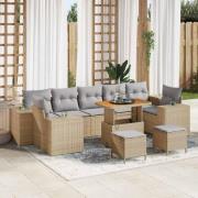 vidaXL Trädgårdsoffset 10 pcs Beige konstrotting