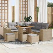 vidaXL Trädgårdsoffset 8 pcs Beige konstrotting
