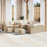 vidaXL Trädgårdsoffset Höjdjusterbar 13 pcs Beige konstrotting