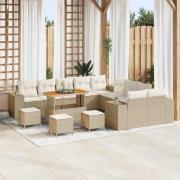 vidaXL Trädgårdsoffset Höjdjusterbar 13 pcs Beige konstrotting