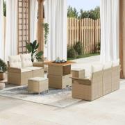 vidaXL Trädgårdsoffset Höjdjusterbar 8 pcs Beige konstrotting
