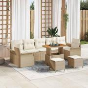 vidaXL Trädgårdsoffset 10 pcs Beige konstrotting