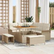 vidaXL Trädgårdsoffset Höjdjusterbar 8 pcs Beige konstrotting