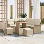 vidaXL Trädgårdsoffset Höjdjusterbar 8 pcs Beige konstrotting