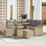vidaXL Trädgårdsoffset Höjdjusterbar 8 pcs Beige konstrotting