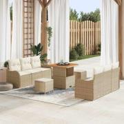vidaXL Trädgårdsoffset Höjdjusterbar 9 pcs Beige konstrotting