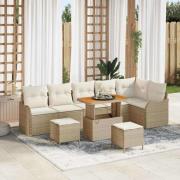 vidaXL Trädgårdsoffset Höjdjusterbar 9 pcs Beige konstrotting