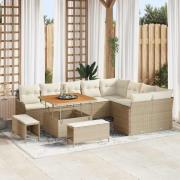 vidaXL Trädgårdsoffset 12 pcs Beige konstrotting