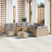 vidaXL Trädgårdsoffset 13 pcs Beige konstrotting