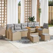 vidaXL Trädgårdsoffset med kudde 10 pcs Beige Poly rattan