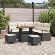 vidaXL Trädgårdsoffset med kudde 8 pcs Svart Poly rattan