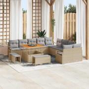vidaXL Trädgårdsoffset med kudde 13 pcs Beige Poly rattan