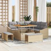 vidaXL Trädgårdsoffset med kudde 8 pcs Beige Poly rattan