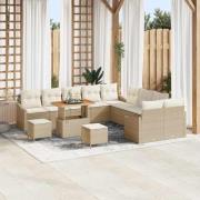 vidaXL Trädgårdsoffset med kudde 13 pcs Beige Poly rattan