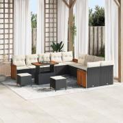 vidaXL Trädgårdsoffset med kudde 13 pcs Svart och gräddvit