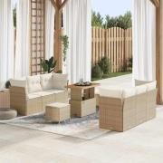 vidaXL Trädgårdsoffset 9 pcs beige och gräddvit 90 x 55 x 71 cm