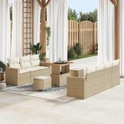 vidaXL Trädgårdsoffset 10 pcs beige och gräddvit 90 x 55 x 71 cm
