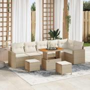 vidaXL Trädgårdsoffset 9 pcs beige och gräddvit 90 x 55 x 71 cm