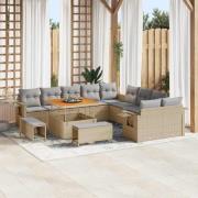 vidaXL Trädgårdsoffset med lagring 13 pcs Beige Poly rattan
