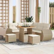 vidaXL Trädgårdsoffset 8 pcs beige och gräddvit 80 x 80 x 71 cm