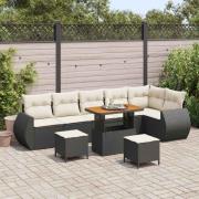 vidaXL Trädgårdsoffset 9 pcs Svart och gräddvit 90 x 55 x 71 cm