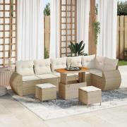 vidaXL Trädgårdsoffset 9 pcs beige och gräddvit 90 x 55 x 71 cm