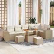 vidaXL Trädgårdsoffset 9 pcs Beige och gräddfärgad 90 x 55 x 71 cm