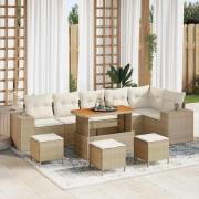 vidaXL Trädgårdsoffset 10 pcs Beige och gräddfärgad 110 x 55 x 71 cm