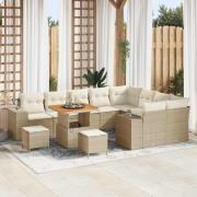 vidaXL Trädgårdsoffset med kudde 12 pcs Beige och gräddfärgad