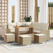 vidaXL Trädgårdsoffset 9 pcs Beige och gräddfärgad 110 x 55 x 71 cm