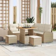 vidaXL Trädgårdsoffset med kudde 8 pcs Beige, Kräm 80 x 80 x 71 cm