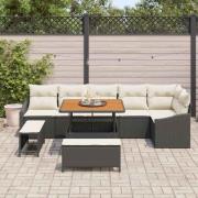 vidaXL Trädgårdsoffset 9 pcs Svart och kräm 100 x 100 x 71 cm