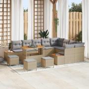 vidaXL Trädgårdsoffset med kudde med lagring 13 pcs Beige Poly rattan