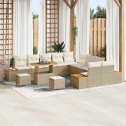 vidaXL Trädgårdsoffset med kudde med lagring 13 pcs Beige Poly rattan
