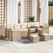 vidaXL Trädgårdsoffset 10 pcs Beige 90 x 55 x 71 cm Poly rattan