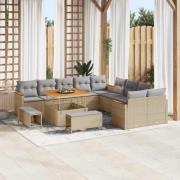vidaXL Trädgårdsoffset med kudde med lagring 13 pcs Beige Poly rattan
