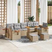vidaXL Trädgårdsoffset 10 pcs Beige 90 x 55 x 71 cm Poly rattan