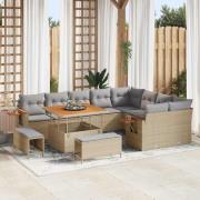vidaXL Trädgårdsoffset med kudde med lagring 12 pcs Beige Poly rattan
