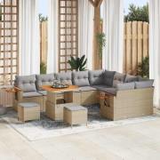 vidaXL Trädgårdsoffset med kudde med lagring 12 pcs Beige Poly rattan