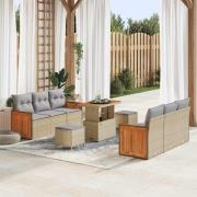 vidaXL Trädgårdsoffset 9 pcs Beige 90 x 55 x 71 cm konstrotting