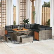 vidaXL Trädgårdsoffset 12 pcs Grå Mörkgrå konstrotting