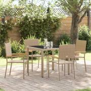 vidaXL Trädgårdsmöbelset 5 pcs Beige 90 x 90 x 75 cm konstrotting