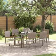 vidaXL Trädgårdsmöbelset 7 pcs Grå 150 x 90 x 75 cm konstrotting
