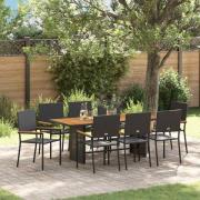 vidaXL Trädgårdsmöbelset 9 pcs Svart, Brun 190 x 80 x 75 cm