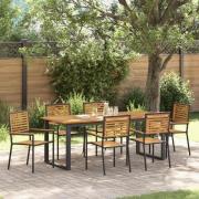 vidaXL Trädgårdsmöbelset 7 pcs Svart Poly rattan och massiv akaciaträ