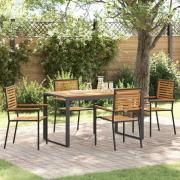 vidaXL Trädgårdsmöbelset 5 pcs Svart, Trä 140 x 80 x 75 cm