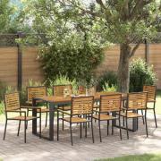 vidaXL Trädgårdsmöbelset 9 pcs Svart, Trä 200 x 80 x 75 cm