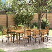 vidaXL Trädgårdsmöbelset 9 pcs Svart Poly rattan